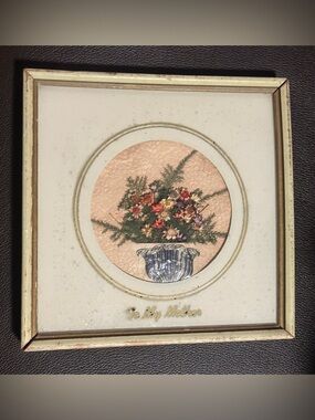 Vintage Wood Framed Dried Flower Bouquet Vase To My Mother